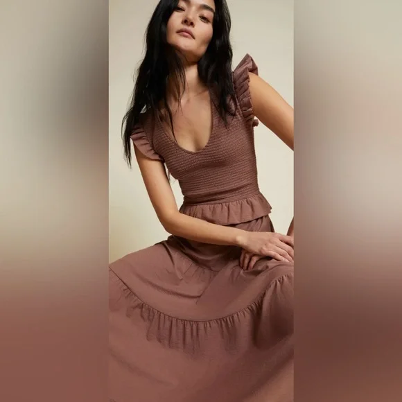 Nation LTD - Fabienne Fused Ruffle Dress in Mojave Sz:Small - Picture 2 of 14